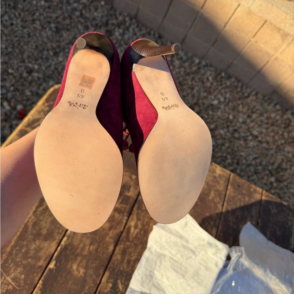 Coach Burgundy Lace-Up Heeled Booties - Picture 6 of 7
